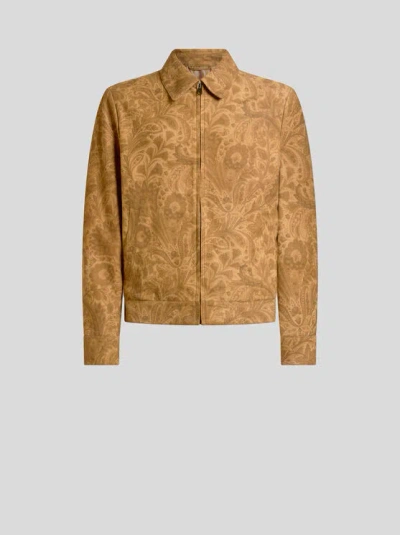 Etro Paisley-motif Zip Jacket In Brown