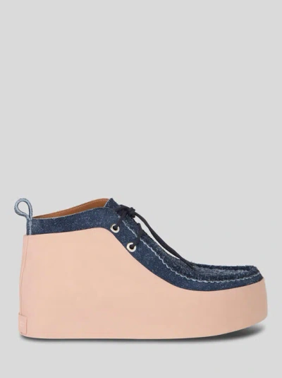 Etro Panelled Suede Platform Shoes In Blue