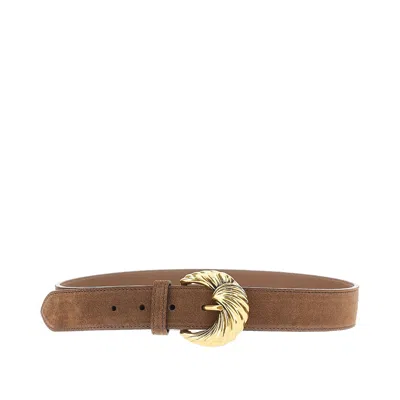 Etro Suede Leather Belt With Paisley Buckle In Brown