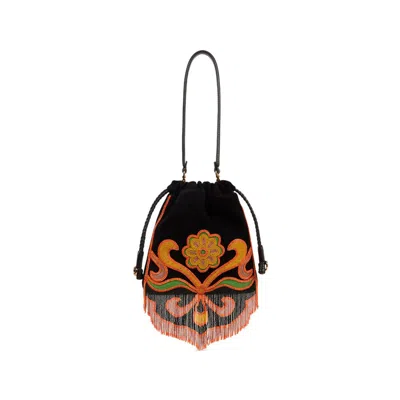 Etro Suede Leather Bucket Bag In Black