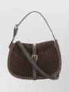 Etro Suede Leather Shoulder Bag With Removable Strap In Brown