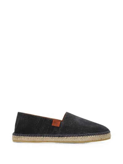 Etro Suede Paisley Espadrilles In Black