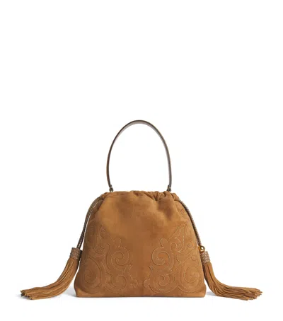 Etro Suede Patch Kalispera Shoulder Bag In Yellow