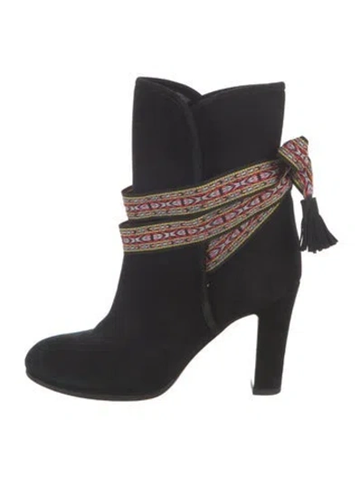 Pre-owned Etro Suede Patterned Boots In Black