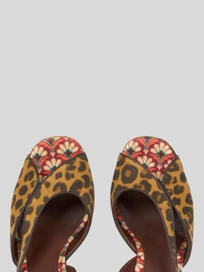 Etro , Suede Platform Sandals With Animal Motif, Woman, Size 41 In Multi
