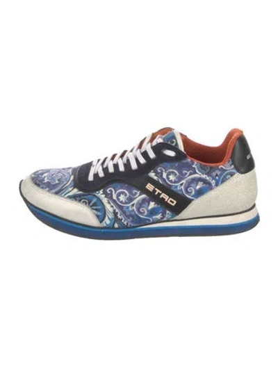 Pre-owned Etro Suede Printed Sneakers In Blue