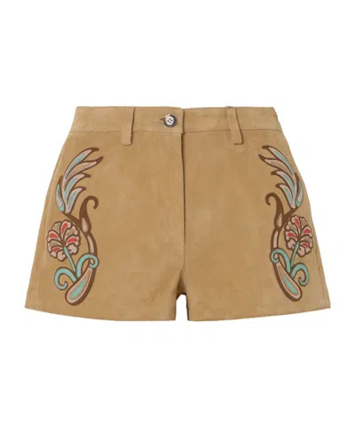 Etro Suede Shorts In Brown
