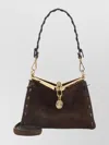 Etro Suede Shoulder Bag Gold Tone Hardware In Brown