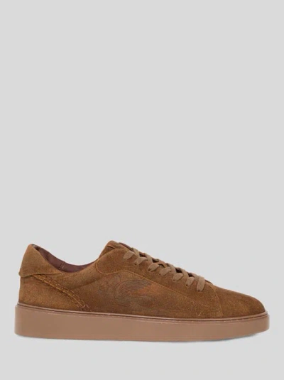 Etro Suede Sneakers With Arnica Motif In Brown