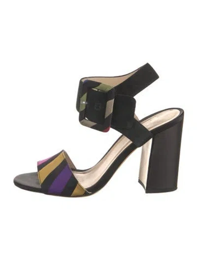 Pre-owned Etro Suede Striped Sandals In Black