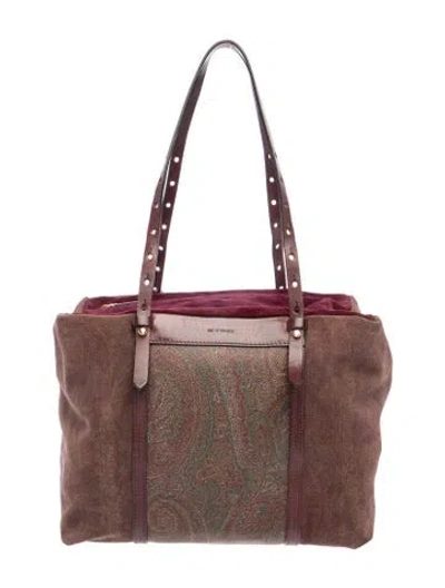 Pre-owned Etro Suede Top Handle Bag In Brown
