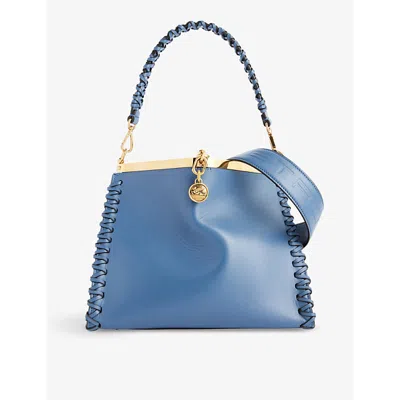 Etro Sugar Paper Blue Vela Braided-strap Leather Top-handle Bag