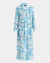 Etro Summer Paisley Cotton Voile Belted Shirtdress In Print On Blue Base 4