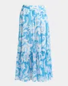 Etro Maxi Cotton Skirt With Contrasting Floral Paisley Print In Print On White Base