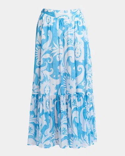ETRO SUMMER PAISLEY COTTON VOILE PEASANT SKIRT