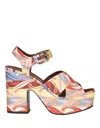 Etro Summer-print Leather Sandals In White