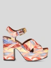 Etro Summer-print Leather Sandals In White