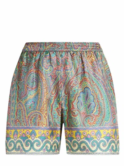 Etro Summer Shorts With Multicolored Paisley Print