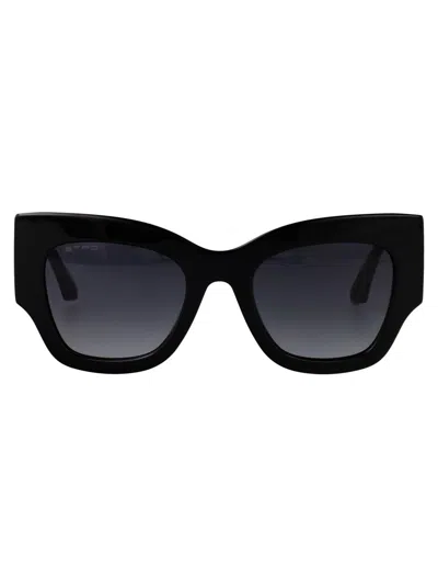 Etro Black Acetate Sunglasses In Brown