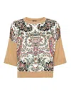 Etro Paisley Silk-inset Wool Knit Top In Beige