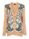 Etro Floral-print Panelled Cardigan In Beige