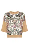 Etro Paisley Silk-inset Wool Knit Top In Beige