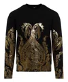 Etro Metallic Jacquard Crewneck Sweater In Black