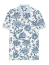 Etro Floral Pattern Polo Shirt With Contrasting Collar In Blue