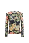 Etro , Printed Cashmere And Silk Sweater, Woman, Navy Blue, Size 48 In Blue