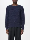 Etro Blue Sweater With Paisley Print In Cotton-wool Blend In Blue