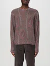 Etro Sweater  Men Color Brown In Print On Bordeaux Base