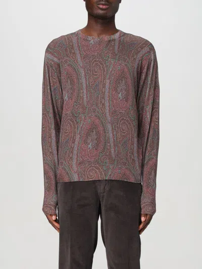 Etro Luxury Bordeaux Silk-cashmere Crewneck Sweater In Print On Bordeaux Base