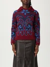 Etro Chunky Knitwer With Shawl Collar Knitwear Multicolor In Burgundy