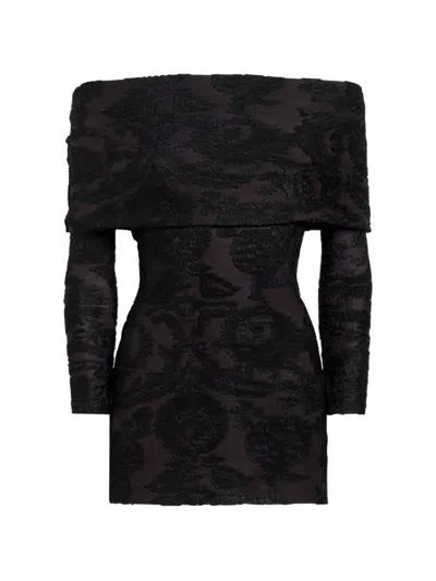 Etro Sweater In Chenille Jacquard With Paisley Foliage Motif In Black