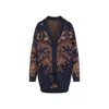 Etro Wool Jacquard V-neck Cardigan With Front Pockets In Blue