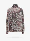 Etro Grey Floral Print Knitted Wool Sweater In Multicolor