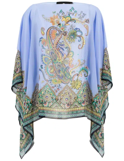 Etro Blue Cape With All-over Paisley Print