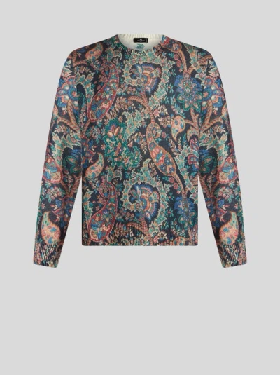 ETRO SWEATER WITH FLORAL PAISLEY PRINT