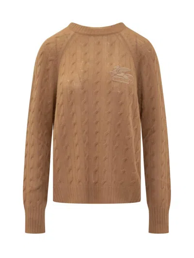 Etro Sweater With Pegasus In Brown