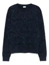 Etro Blue Sweater With Paisley Print In Cotton-wool Blend In Blue