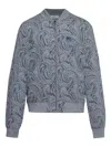 Etro Jacquard Bomber Jacket Featuring Paisley Pattern In Gray