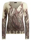 Etro Paisley Print V-neck Sweater With Long Sleeves In Multi
