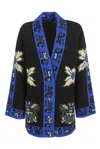 Etro Multicolor Geometric Pattern Jersey Jacquard Coat
