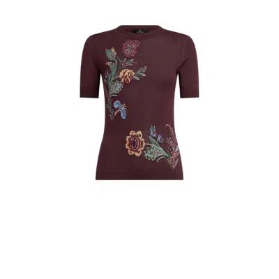 Etro Wool-blend Jacquard Sweater In Brown