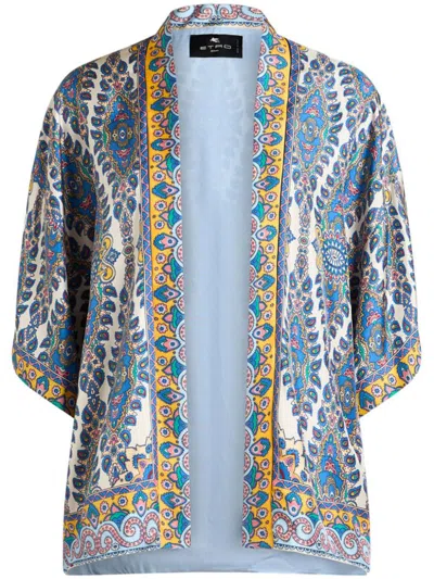 Etro Medallion And Paisley Print Silk Twill Kesa In Multicolor