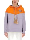 Etro Logo Embroidered Hooded Sweatshirt With Kangaroo Pocket In Multicolour