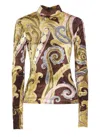 Etro Chenille Sweater With Print In Multicolour
