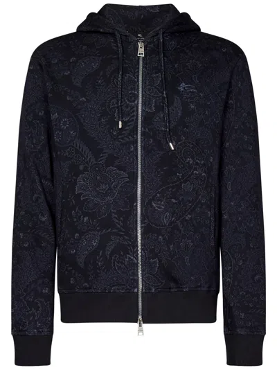 Etro Paisley-print Hoodie In Blue