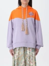 Etro Logo Embroidered Hooded Sweatshirt With Kangaroo Pocket In Lilac