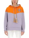 Etro Logo Embroidered Hooded Sweatshirt With Kangaroo Pocket In Multicolour